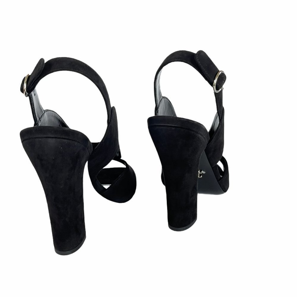 Prada Collection 1X890L Comoscio Women's Black Suede High‎ Heel shoes, 38.5 - Picture 9 of 13